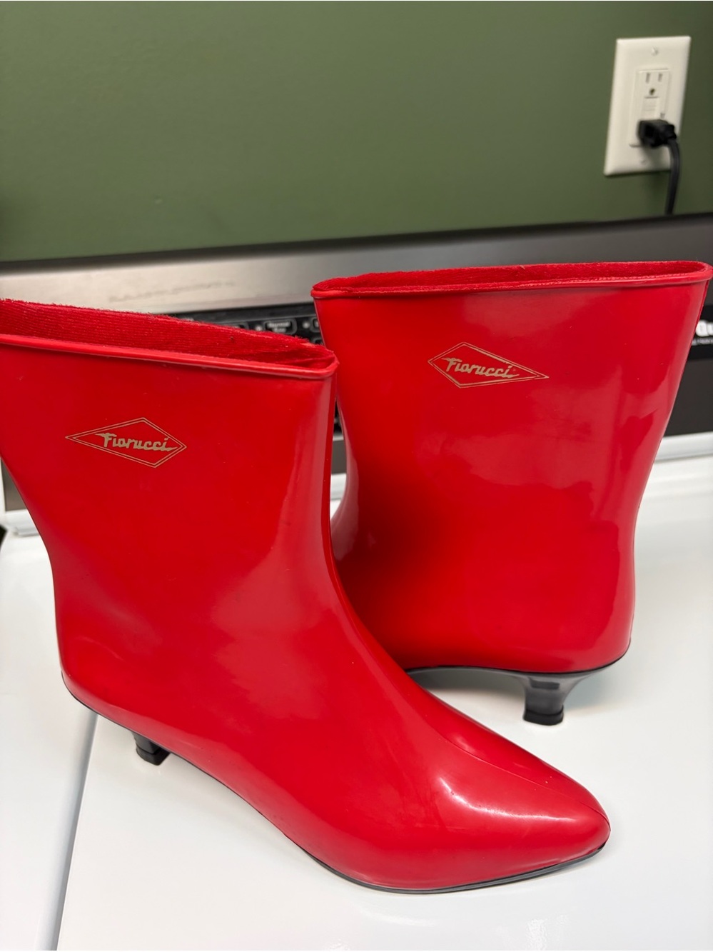 Original 80’’s Fiorucci Red Patent Short Rain Love Boots -Never worn
